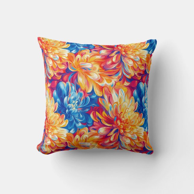 Melting Chrysanthemum Pop Art Vibrant Design Cushion (Front)