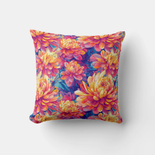 Melting Chrysanthemum Pop Art Vibrant Design Cushion