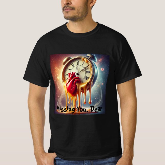 Melting Clock Heart Mens Tshirt (Front)