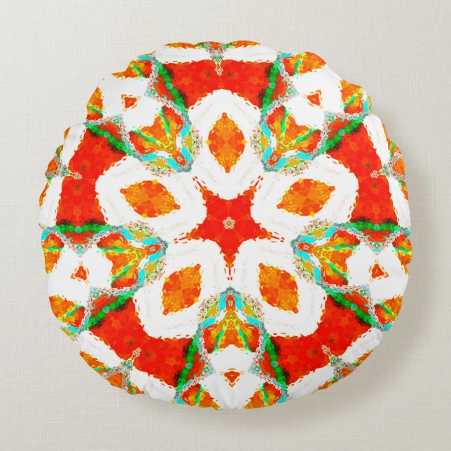 Melting colourful symmetrical pattern, ceramic til round cushion (Front)