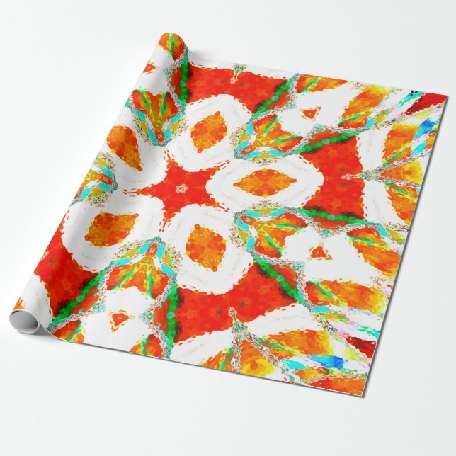 Melting colourful symmetrical pattern, ceramic til wrapping paper (Unrolled)