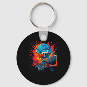 Melting Donut Sketll Funny Slam Dunk Design Key Ring