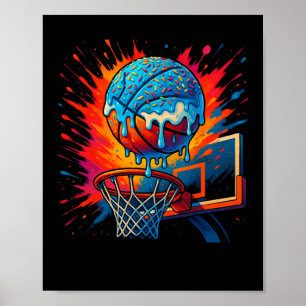 Melting Donut Sketll Funny Slam Dunk Design  Poster