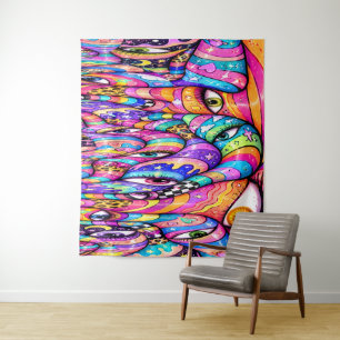 Melting Eyes Collage   Psychedelic Wall Tapestry