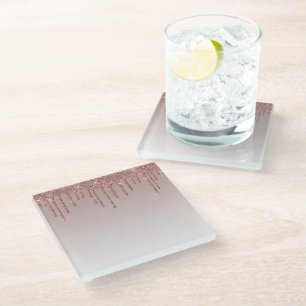 Melting Girly Pink Sparkles  Glass Coaster