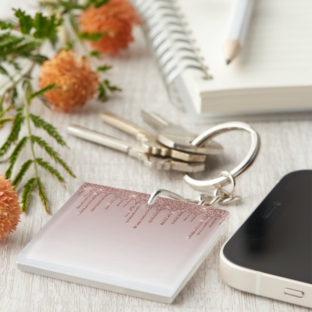 Melting Girly Pink Sparkles  Key Ring (Front Right)