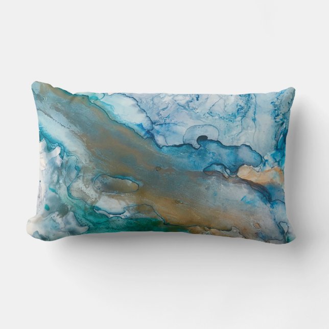Melting Glacier Alcohol Ink Abstract Painting Lumbar Cushion (Front)
