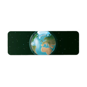 Melting Ice Caps Of Planet Earth. Return Address Label