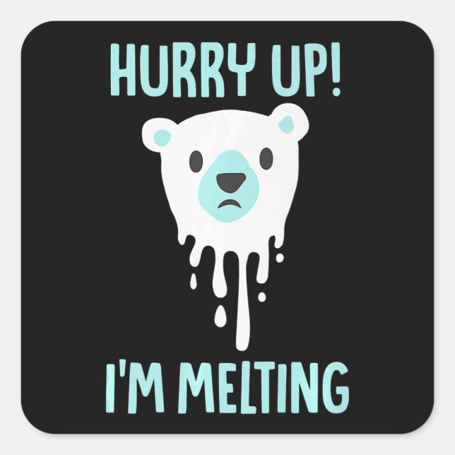 Melting Ice Climate Change Awareness Animal Lover Square Sticker (Front)