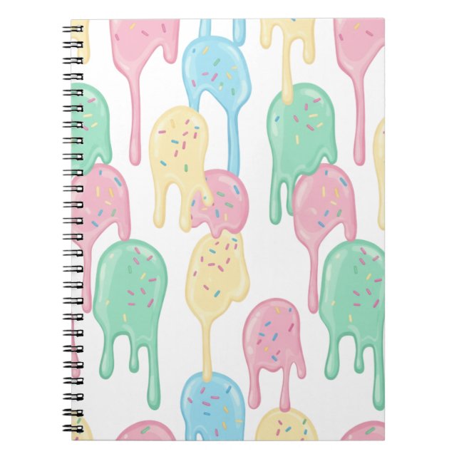 Melting Ice Cream and Sprinkles Pattern  Notebook (Front)