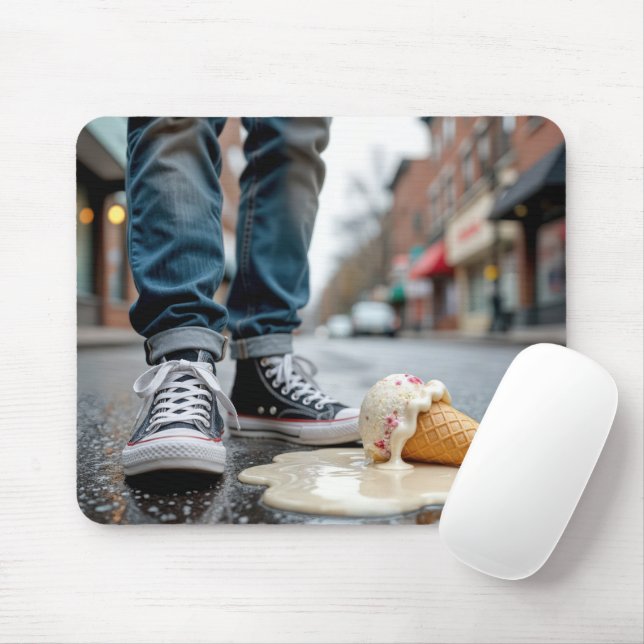 Melting Ice Cream Cone By Boy's Sneakers Mouse Pad (With Mouse)