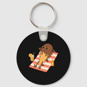 Melting Ice Cream Cone Summer Key Ring