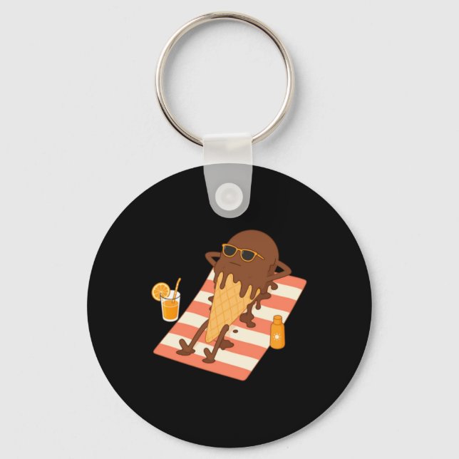 Melting Ice Cream Cone Summer Key Ring (Front)