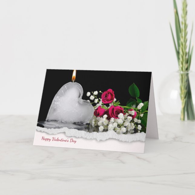 melting ice heart candle with torn edge Valentine Invitation (Front)