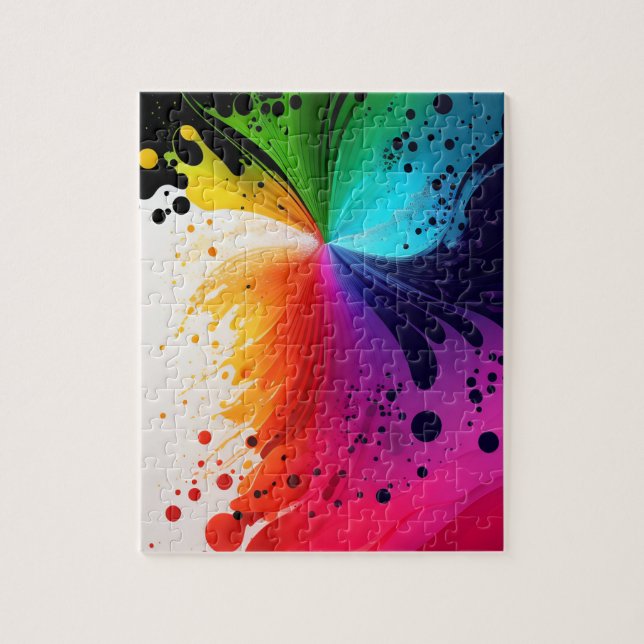 Melting ink watercolors waves 3D abstract Jigsaw Puzzle (Vertical)