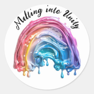 Melting into Unity,, one love, many colors design Classic Round Sticker