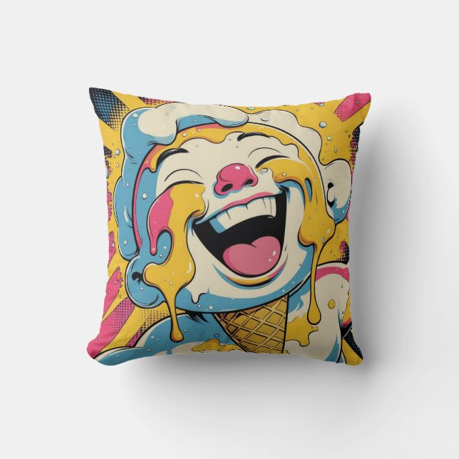 Melting Joy – Ice Cream Pop Art Explosion Cushion (Front)
