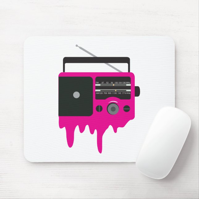 Melting Pink Retro Radio Mouse Pad (With Mouse)