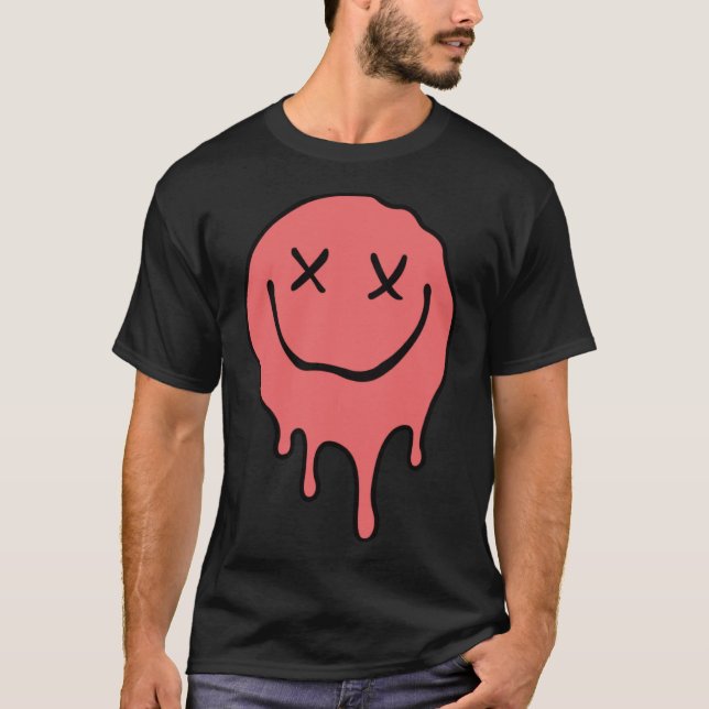 Melting Pink Smile Smiling Melted Dripping Face Cu T-Shirt (Front)