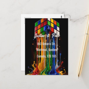 Melting Rainbow Chrome Rubik's Cube Postcard