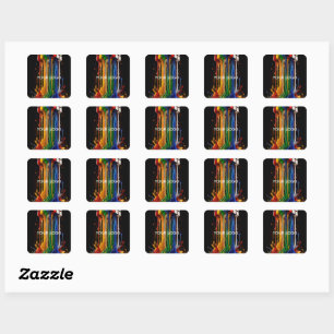 Melting Rainbow Chrome Rubik's Cube Square Sticker