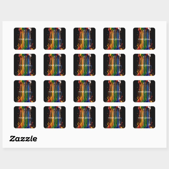 Melting Rainbow Chrome Rubik's Cube Square Sticker (Sheet)
