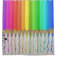 Melting Rainbow Pencils Shower Curtain