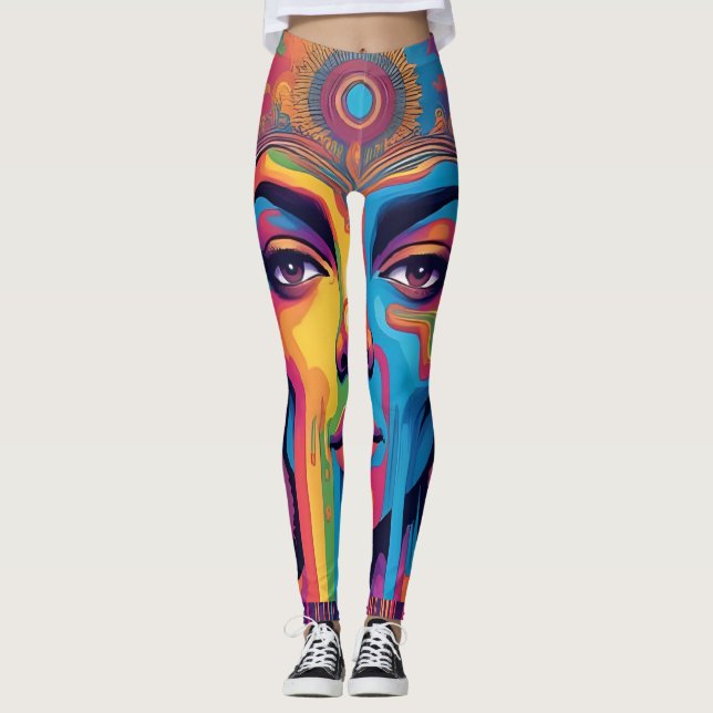 Melting Reality Leggings – Trippy Psychedelic Art  (Front)