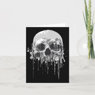 Melting Skeleton Dripping Scary Skull Halloween Co Card
