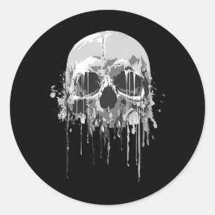 Melting Skeleton Dripping Scary Skull Halloween Co Classic Round Sticker