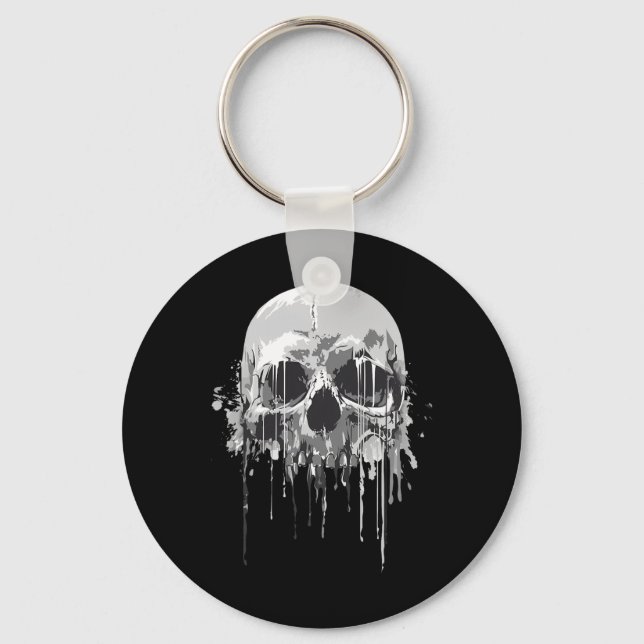 Melting Skeleton Dripping Scary Skull Halloween Co Key Ring (Front)