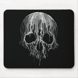 Melting Skull Black White Art Graphic Halloween Mouse Pad
