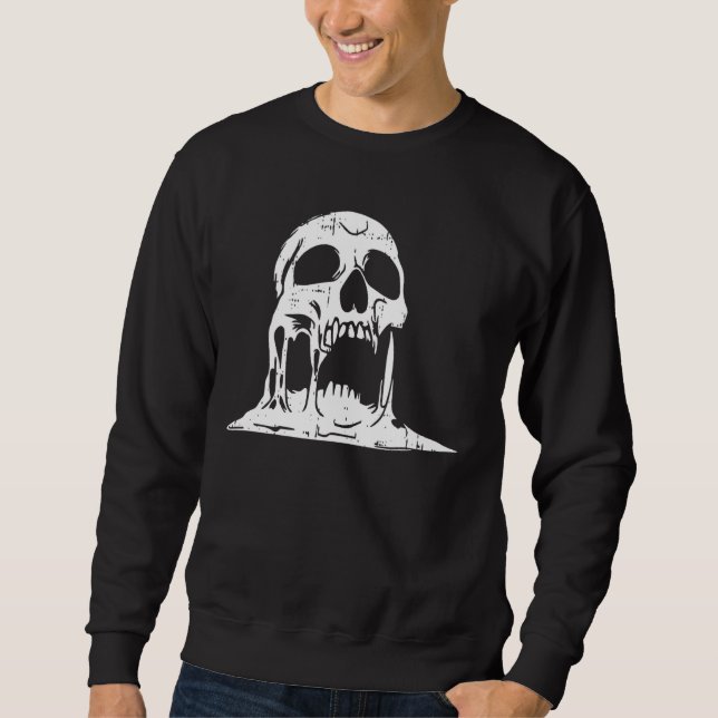 Melting Skull Halloween Spooky Skeleton Bones Goth Sweatshirt (Front)