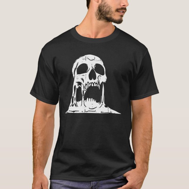 Melting Skull Halloween Spooky Skeleton Bones Goth T-Shirt (Front)