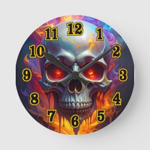 Melting Skull Round Clock
