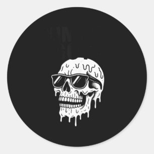 Melting skull sunglasses funny summer heatwave classic round sticker