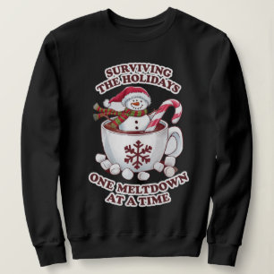 Melting Snowman Funny Vintage Vibes Black Sweatshirt