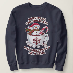 Melting Snowman Funny Vintage Vibes Deep Navy Blue Sweatshirt