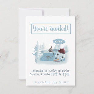Melting Snowman with Cocoa Invitation