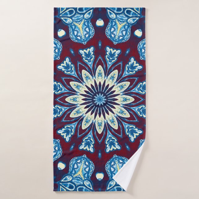 Melting watercolor colourful symmetrical pattern.  bath towel (Bath Towel)