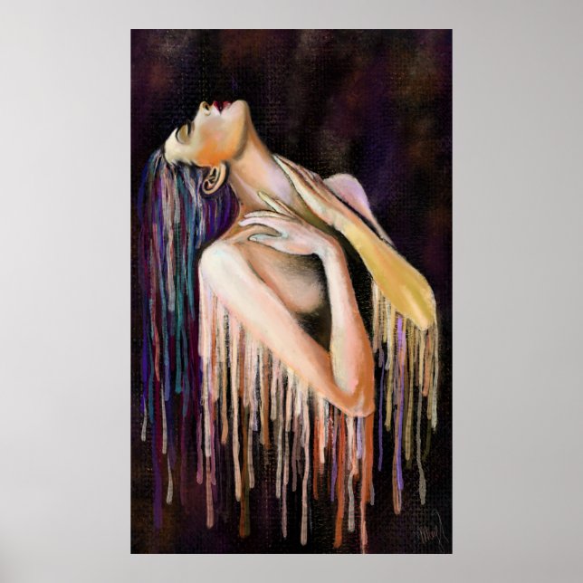 Melting Woman Poster - Painting Art (Front)