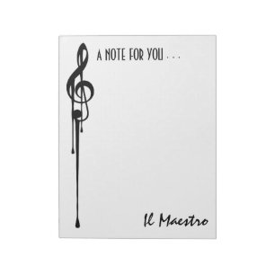 MELTPOINT WHITE Black G-Clef 'Il Maestro' Custom Notepad