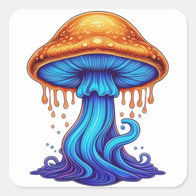 Melty Mushroom Vibes Square Sticker (Front)