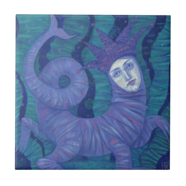 Melusine, Melusina, fantasy, surreal, water spirit Ceramic Tile (Front)