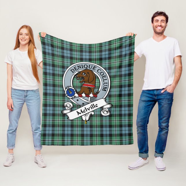 Melville Hunting Clan Badge Tartan Plaid Fleece Blanket (In Situ)