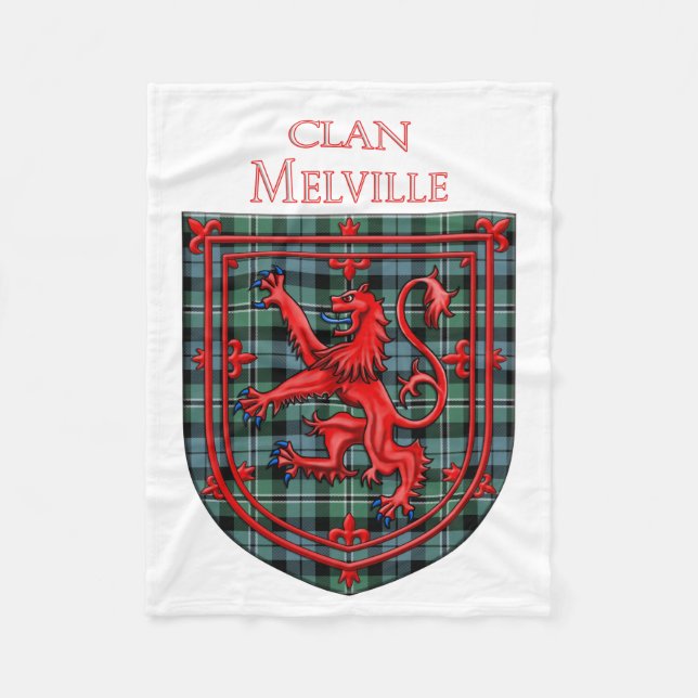 Melville Tartan Scottish Plaid Lion Rampant Fleece Blanket (Front)