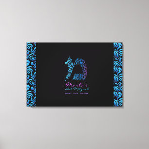 Mem Hebrew Letter Bat Mitzvah Memory Sign-In Board Canvas Print