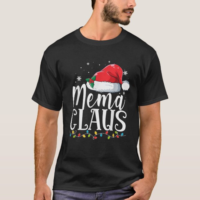 Mema Claus Christmas Family Matching Pyjamas Funny T-Shirt (Front)