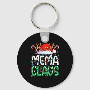 Mema Claus Christmas Lights Pajama Family Matching Key Ring