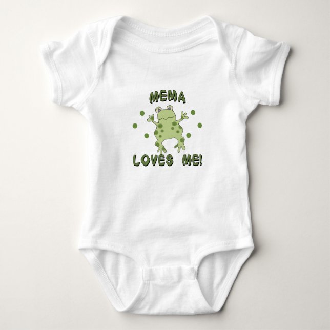 Mema Loves Me Frog Baby Bodysuit (Front)